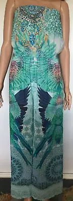 $59 • Buy GIGI & ELLA Lady Aqua Tropic Bohemian Strapless Bling Flare Leg SummerJumpsuit-L