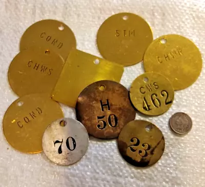 10   Vintage BRASS And Aluminum   Numbered Tags / TOKENS • $19.99