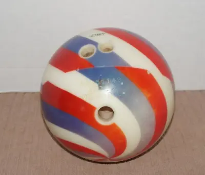 Vintage USBC Viz-A-Ball Bowling Ball FA251149 Red White Blue Striped • $19.99