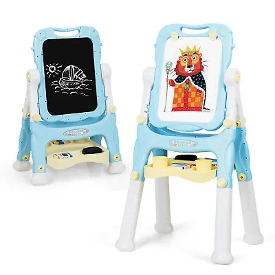 £52.99 • Buy 2 IN 1 Kids Double Sided Art Easel Height Adjustable Magnetic Drawing Board