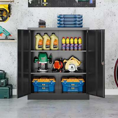 Metal Storage CabinetCabinet With Doors And Adjustable Shelves Garage Cabinet • $99.99