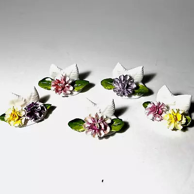 Vtg Coalport Bone China Place Card Holders Chrysanthemums Set Of 5 • $28.94