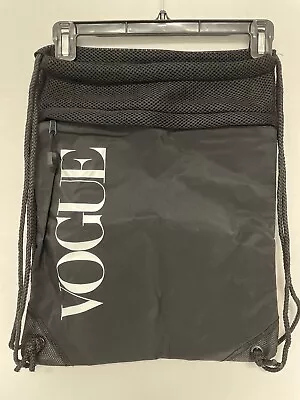 $17.95 • Buy VOGUE Magazine Tote Bag Knapsack Black Drawstring + Zipper Advertising NEW