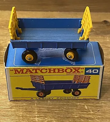 Matchbox Series 🏁 Blue Hay Trailer 🏁 Diecast Box #40 🚨 Vtg In Og Box! See! • $9.99