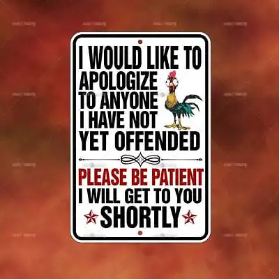 Offended Crazy Chicken Metal Sign Home Room Wall Art Gift Funny Decor A2045 • $13.95