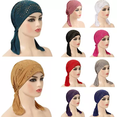 Muslim Women Hijab Hat Chemo Cap Hair Loss Bonnet Scarf Turban Head Wrap Cover • $4.33