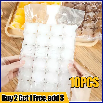 10PCS Ice Cube Freezer Bags 240 Cubes Maker Bag Easy-Release For Drink Juice • £2.87