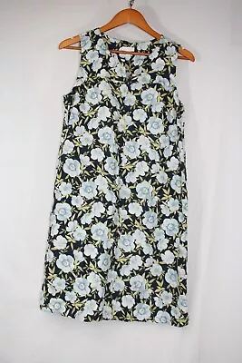 J. Jill Love Linen Women's Navy Floral Sleeveless Shift Dress Size Small • $17.99