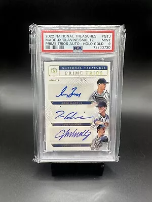 2022 National Treasures Maddux/Glavine/Smoltz Prime Trios Auto GOLD /5 PSA 9 • $499