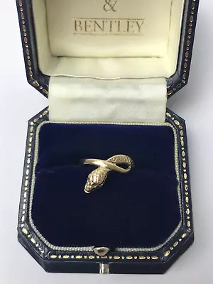 1986 Snake Coil Ring 9ct Gold Vintage Snake Ring Size N • £200