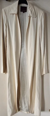 £64.99 • Buy MULBERRY - New Cond. Ivory Beige Silk, Open Front, Hand Stitched Long Jacket S8
