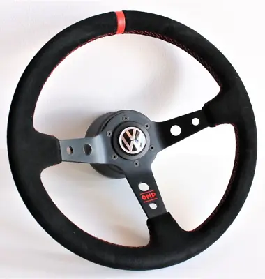 Steering Wheel Fits For VW Suede Leather Deep Dish Golf  Mk2 Mk3 Coraddo 88-96 • $187.24