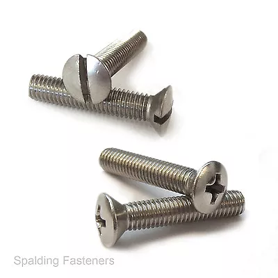 Stainless UNF Raised Countersunk Slotted & Phillips Machine Screws. 10-32 & 1/4  • £2.55