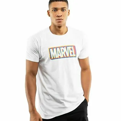 Official Marvel Mens Glitch Logo T-shirt White S - XXL • £13.99