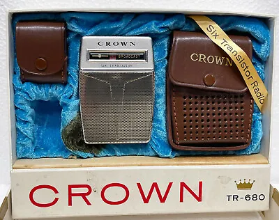 $149 • Buy BEAUTIFUL Crown Six Transistor Radio TR-680 With Original Display Box