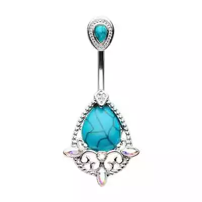 Elegant Turquoise Vintage Aurora Belly Button Ring • $14.99