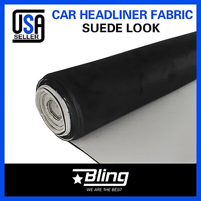 BLACK Suede Headliner Fabric Material 96 X60  Car Interior Roof Liner Upholstery • $69.99