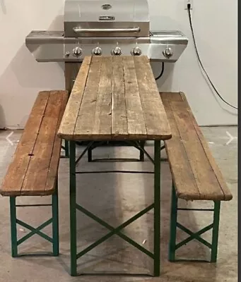 Vintage Industrial German Beer Table Bench Set Garden Customised Length • $299.99