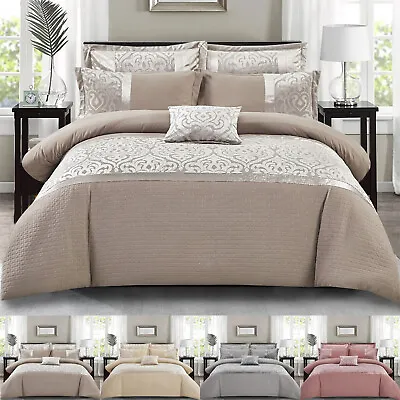 3 Piece Luxury Damask Infinity Quilt Duvet Cover Double King Bedding Set • £8.99