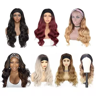 Heat-resistant High Quality Synthetic Hairband Wave Wig Long Curly Headband Wig • £18.13
