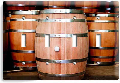 New Oak Wood Wine Barrels Italian Winery Cellar 4 Gang Light Switch Plates Decor • $26.03