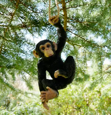 Climbing Chimp Monkey Tree Hanging Garden Ornament Statue Sculpture Decoration • £27.98