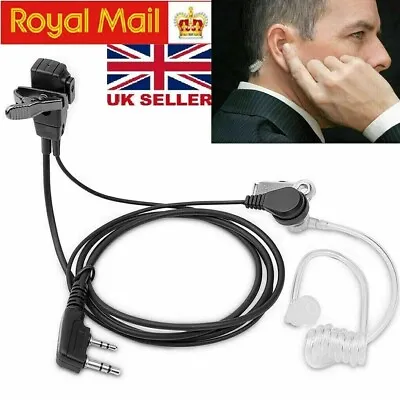 2 Pin Security Air Tube Headset Covert Earpiece Mic Talkie Radio Kenwood Baofeng • £4.49