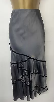 Vintage Principles Skirt Silver Metallic Crinkly Elasticated Midi UK 12 • £8.49