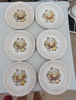 6 Metlox Fruit Basket Vernon Ware Salad Plates • $24