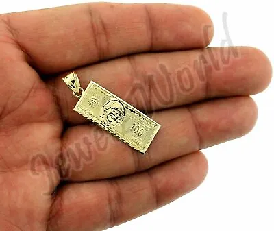 10K Yellow Gold Men's $100 Dollar Bill Pendant Diamond Cut 10KT Real Gold NEW! • $129.99