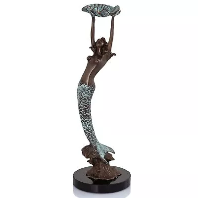 SPI Home Brass And Marble Mermaid With Tray Statue 15 Inches High • $238