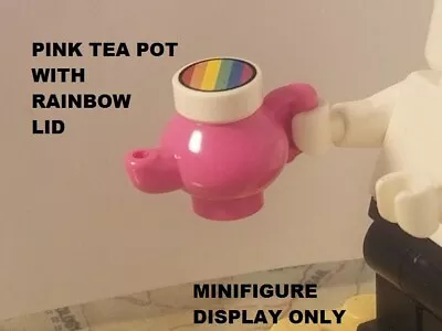 LEGO Teapot Minifigure Dishes Pink W/ Rainbow Lid Food Kitchen Party Friends • $9.02