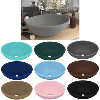 Counter Top Basin Wash Bowl Bathroom Sink Ceramic Matt Oval • £61.95