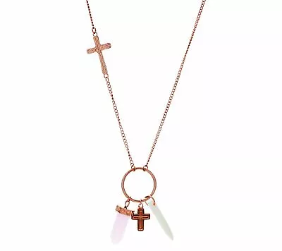 QVC Steel By Design Rosetone Multi-Cross Chain Necklace $68 • $43.46