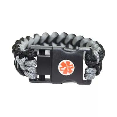 Paracord EMR Medichip Adult Bracelet By Key2Life Color Black And Gray • $39.99