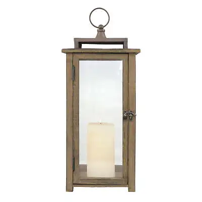 Decorative Rustic Wooden Candle Lantern With Handle And Hinged Door Large • $39.80