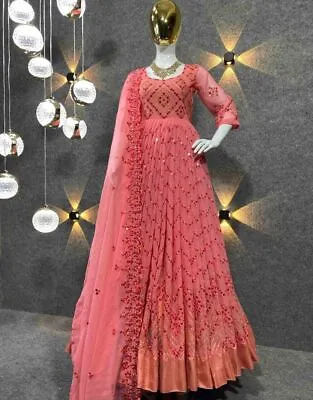 $73.62 • Buy Indian Women Wedding New Designer Party Wear Stylish Georgette Gown With Dupatta