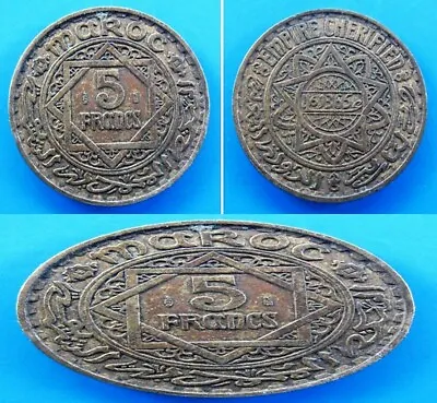 Morocco -  1365/1946 5 Franc +1371/1951 10+20 Franc - 3 Coins Lot • $5