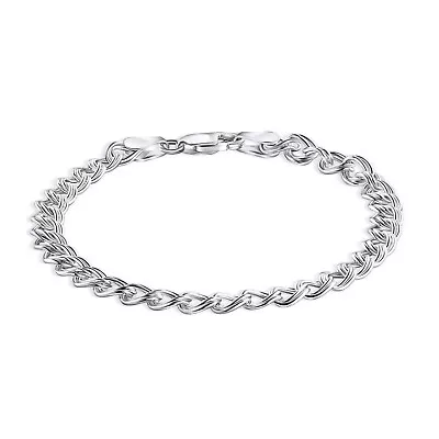 New 925 Sterling Silver 5mm Double Link Charm Bracelet - ALL Sizes - ITALY • $16.99