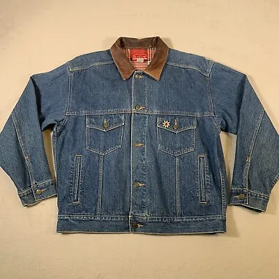 Vintage Marlboro Jean Jacket Country Store Mens M Cowboy Western Leather Denim • $41.97