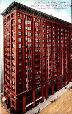 Chicago IL Illinois  MONADNOCK BUILDING~Cities Largest Office  1910 Postcard • $5.05