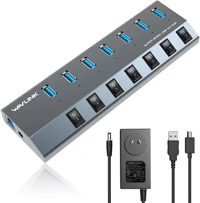 $139.95 • Buy WAVLINK Aluminum BC 1.2 Charging 7 Ports USB 3.0 Hub,Charging Up To 5V/2.4A,Indi