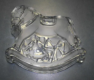 Large Mikasa Glass Rocking Horse Candy Serving Dish Frosted Holidays Jello Mold • £8.69