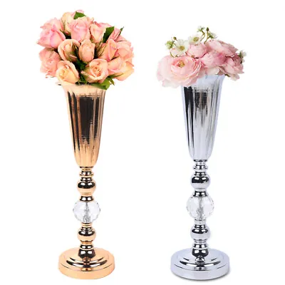 44.5cm Tall Stunning Silver Iron Flower Vase Urn Luxury Wedding Home Table Decor • £17.10