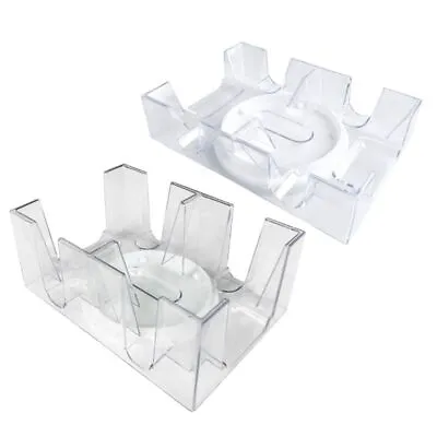 2/6 Deck Rotating Card Holder Clear Canasta Playing Card Tray Game Props • £12.06