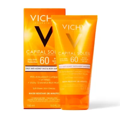 Vichy Capital Soleil SPF60 5oz Face & Body Anti-Aging Sunscreen UVA UVB $58 NIB • $299.95