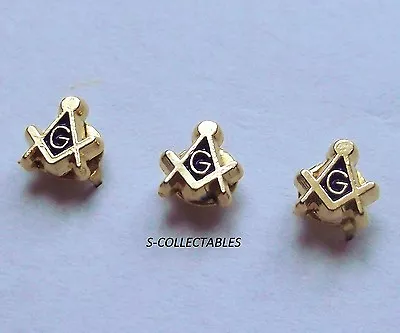 ( 3x ) TINY Masonic 5mm Pin Badge / Gold Plated Square & Compass G Lapel Gift • £5.99