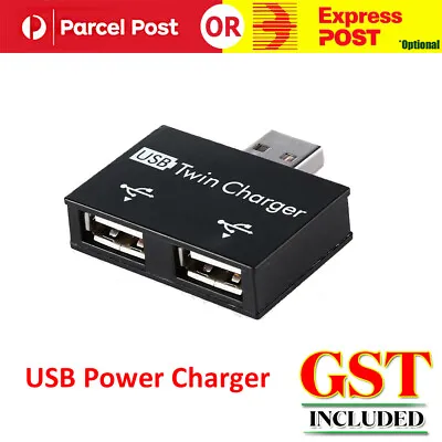 USB2.0 Male To Twin Charger Dual 2 Port USB Splitter Hub Adapter Converter AU • $4.99