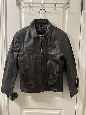 VTG The Leather Shop By Sears Men's Black Leather Jacket Coat Full Zip Size 38 • $200