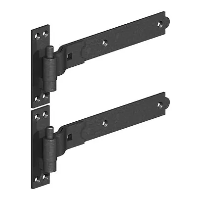 Cranked Gate Hinges Hook & Band 12 - 36 Inch Epoxy Black Galvanised Steel Hinges • £4.57